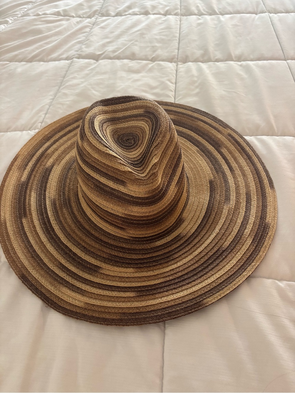 Eugenia Kim Striped Wide-Brim Sun Hat in Brown and Tan - Picture 2 of 4